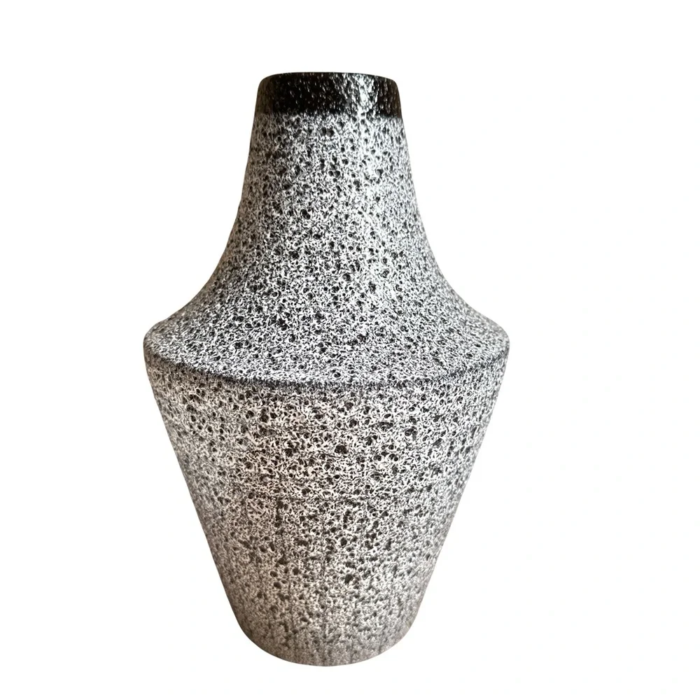 Crate and Barrel Ema Textured Barrel Vase Small Black White